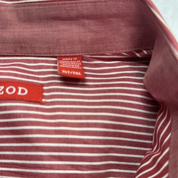 Izod Button-down Dress Shirt White/Red Striped XL - Picture 8 of 9